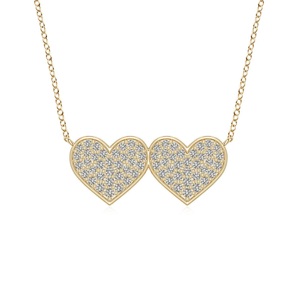 0.5 CTW Solitaire Diamond Ribbon Heart Pendant in 14K Yellow Gold