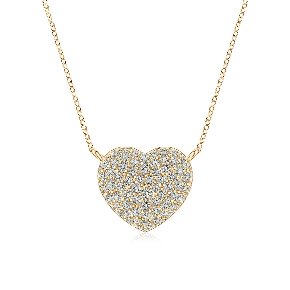 0.5 CTW Solitaire Diamond Ribbon Heart Pendant in 14K Yellow Gold