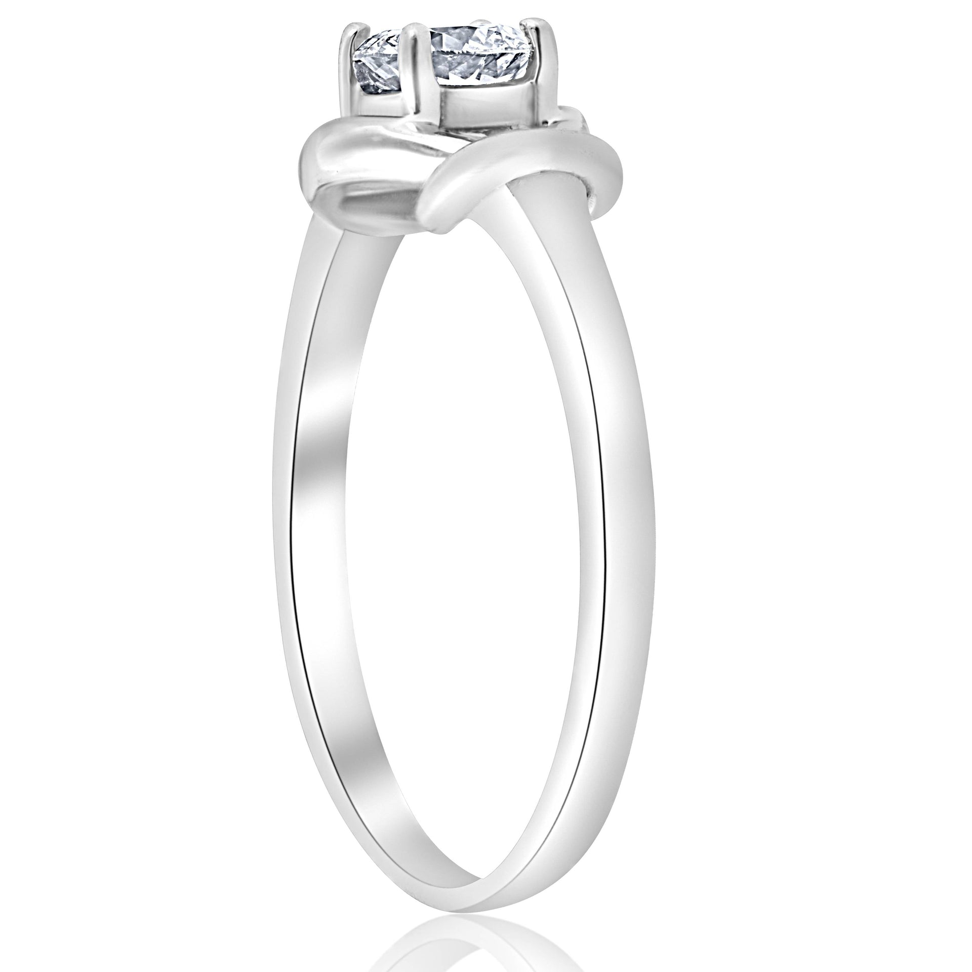 1/2 CT Everlong Round Diamond Solitaire Knot Ring 14K White Gold