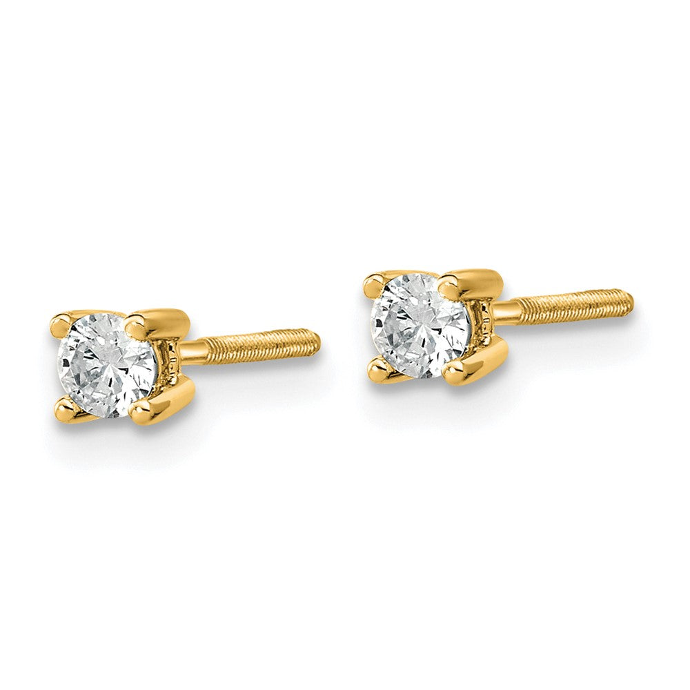14k Yellow Gold 1/5 CT Round Lab Grown Diamond Stud Earrings Screw Back VS Clarity D-E Color