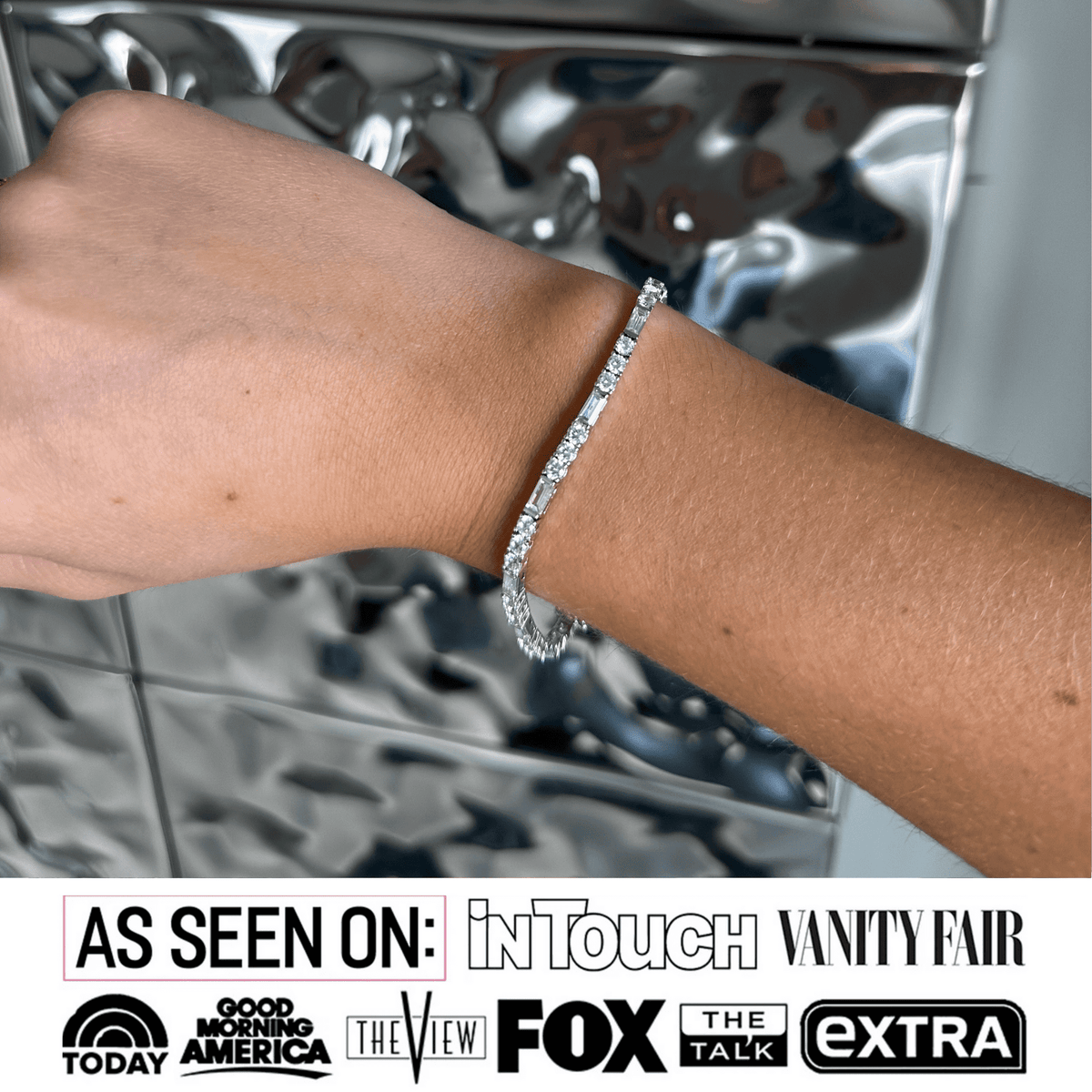 Adrianna 18k White Gold Plated Tennis Bracelet with Simulated Diamond Crystals