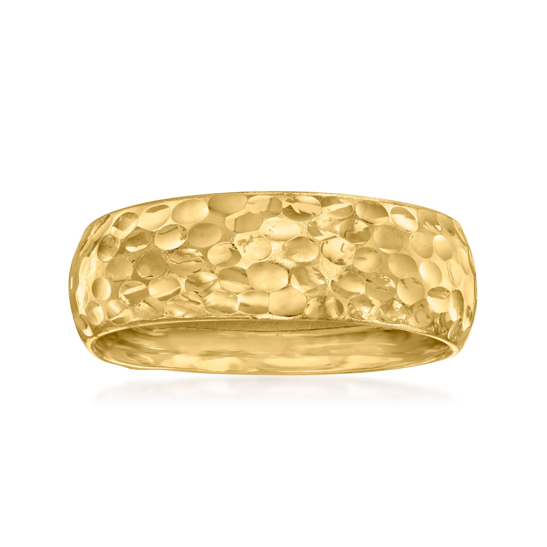 10kt Yellow Gold Hammered Round Groove-Pattern Ring