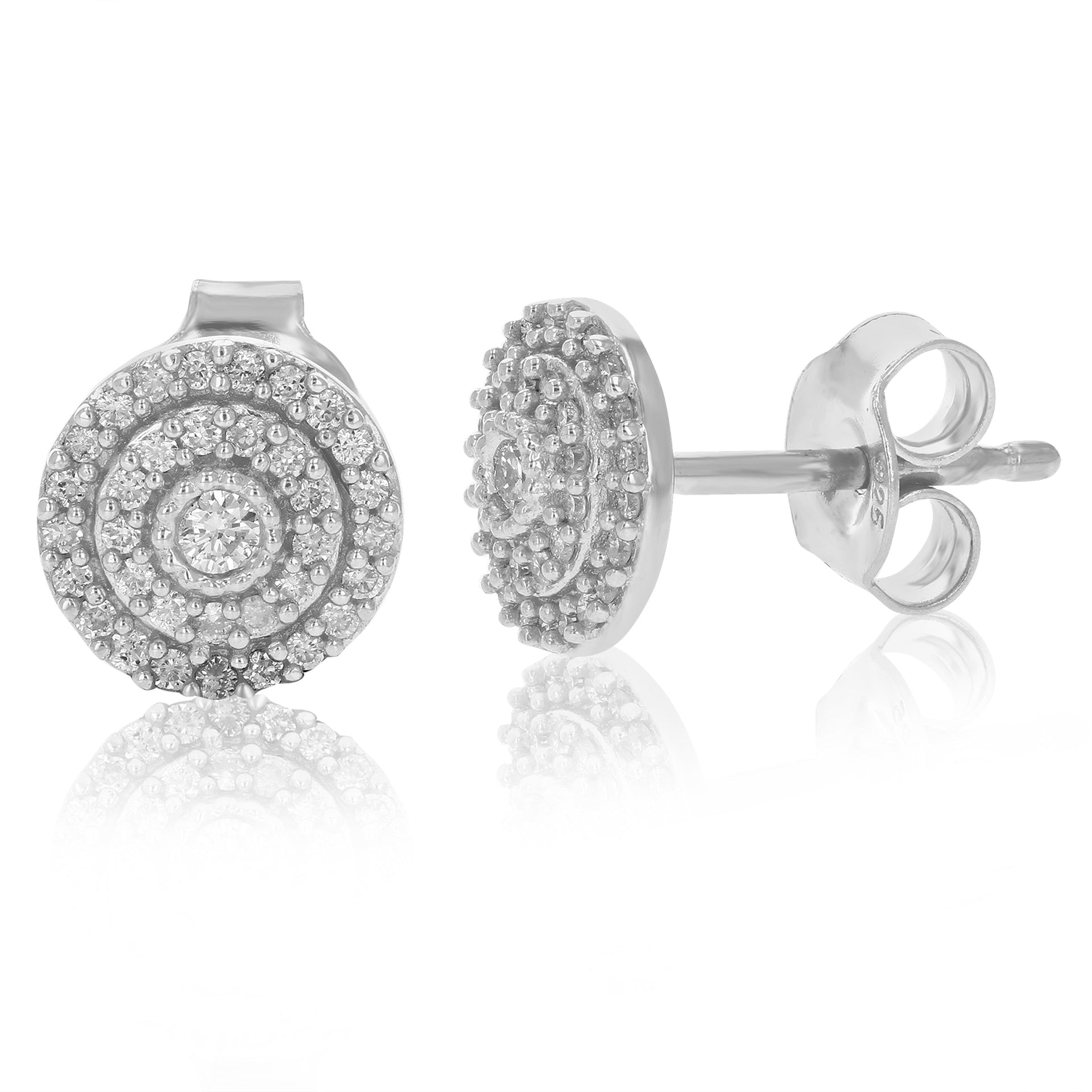 Lab Grown Diamond Stud Earrings 1/4 cttw Round Cut Prong Set .925 Sterling Silver