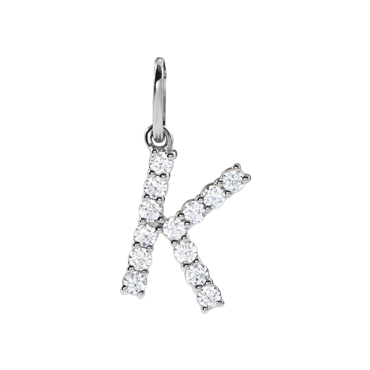 14k Gold 1/5ct Lab-grown Diamond Initial K Pendant