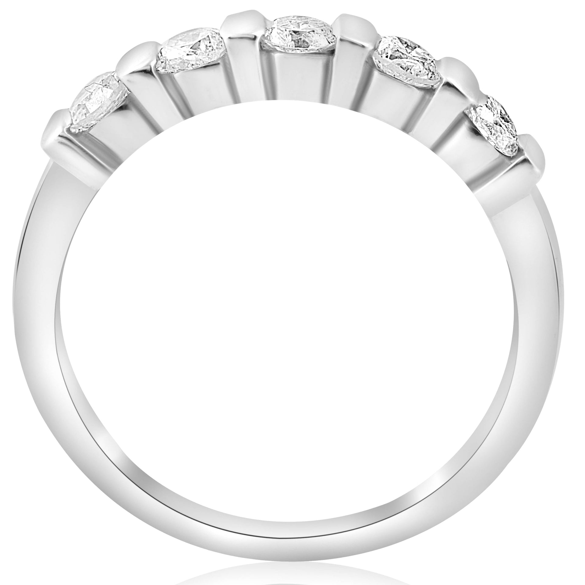 1/2 CT 5-Stone Diamond Bar Set Wedding 14k White Gold Bridal Ring