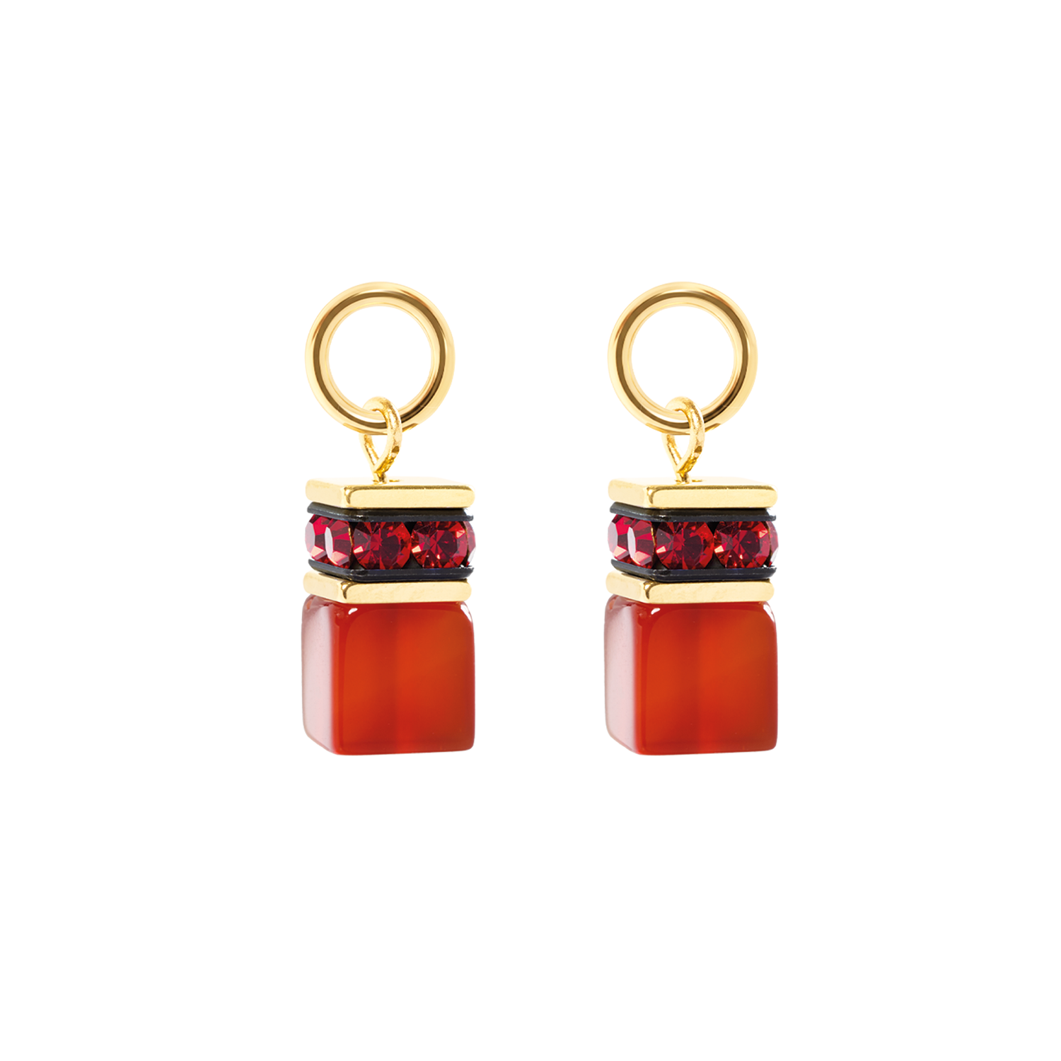 EAR ME UP Charm GeoCUBE® gold-red