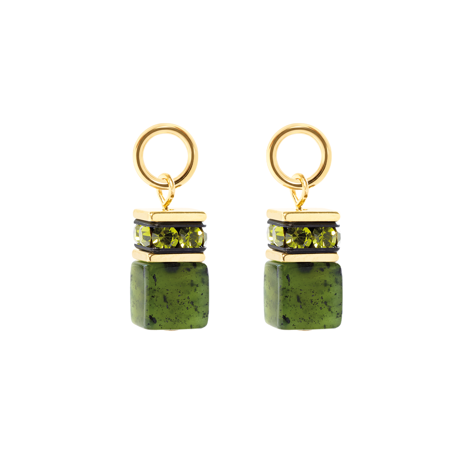 EAR ME UP Charm GeoCUBE® gold-green