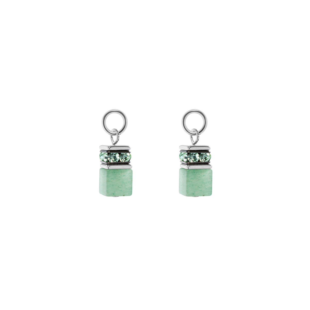 EAR ME UP Charm GeoCUBE® silver-light green