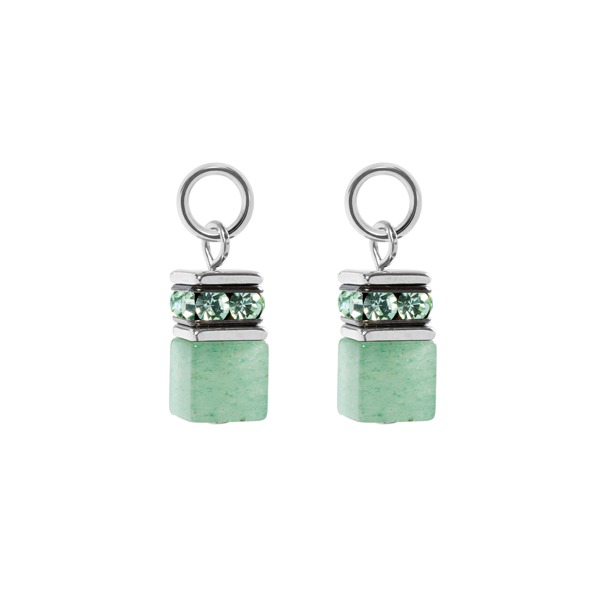 EAR ME UP Charm GeoCUBE® silver-light green