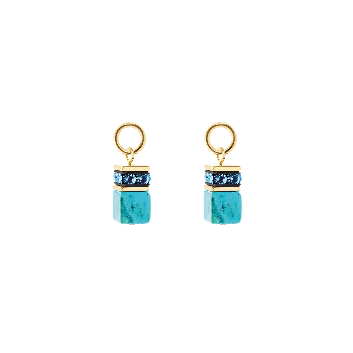 EAR ME UP Charm GeoCUBE® gold-turquoise