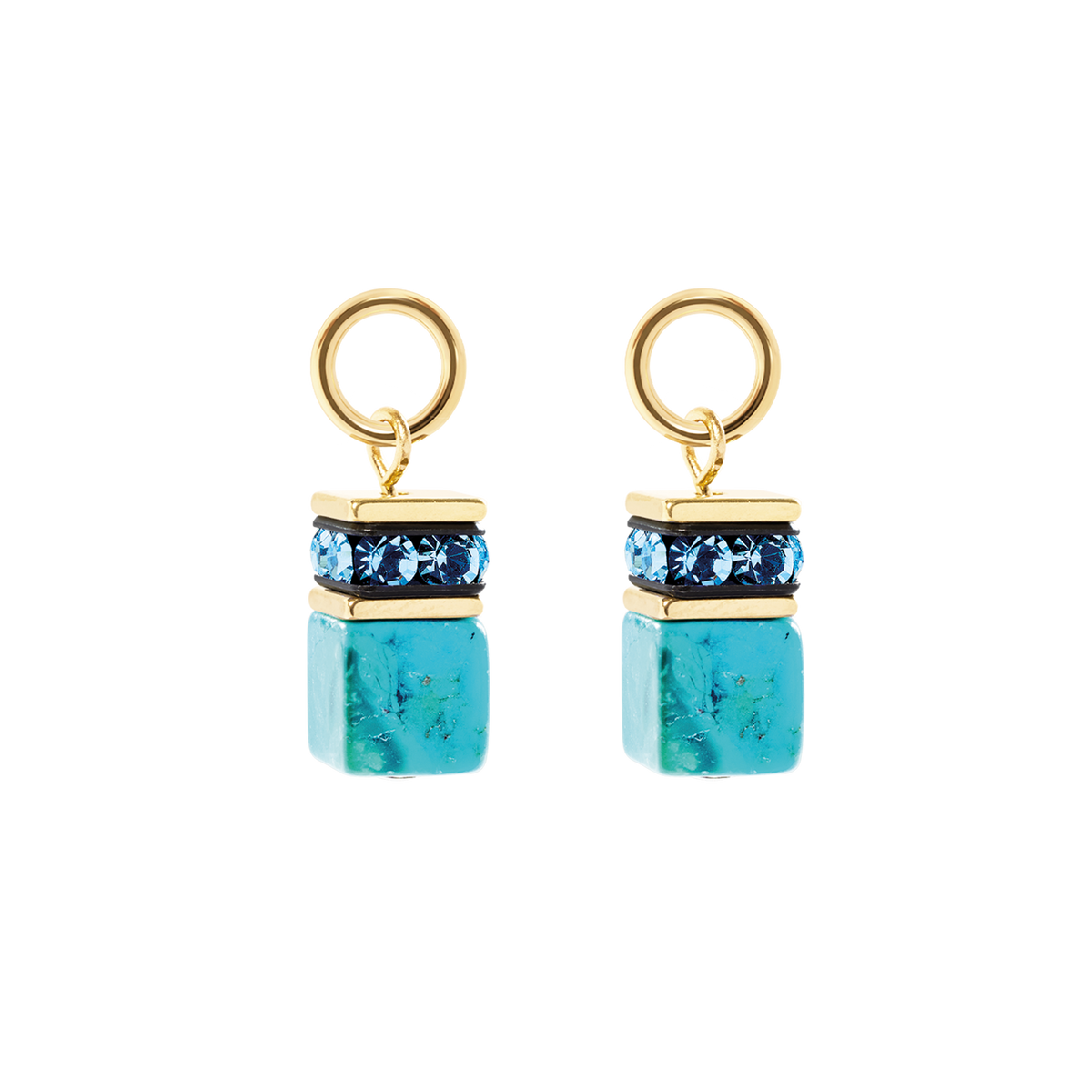 EAR ME UP Charm GeoCUBE® gold-turquoise