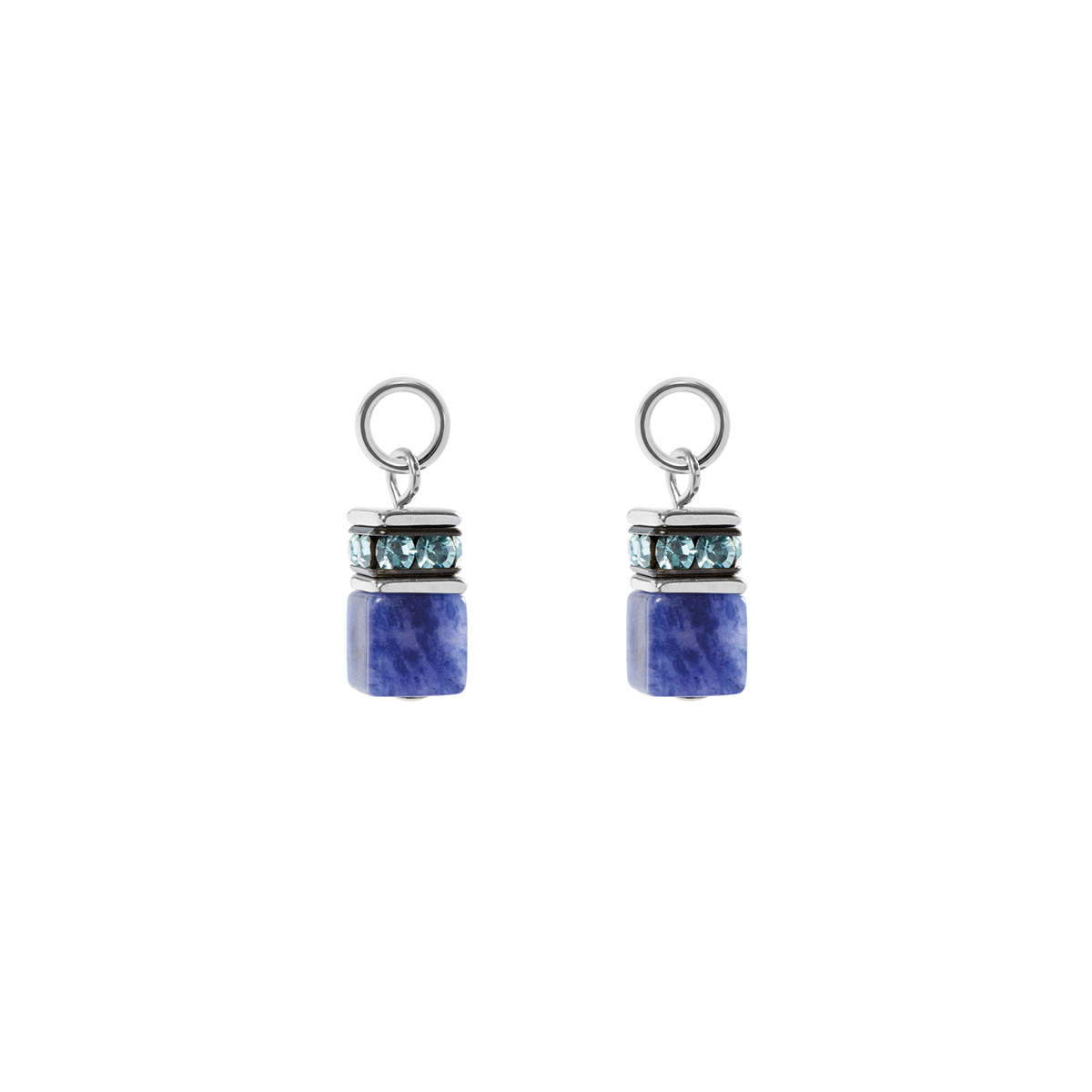 EAR ME UP Charm GeoCUBE® silver-blue