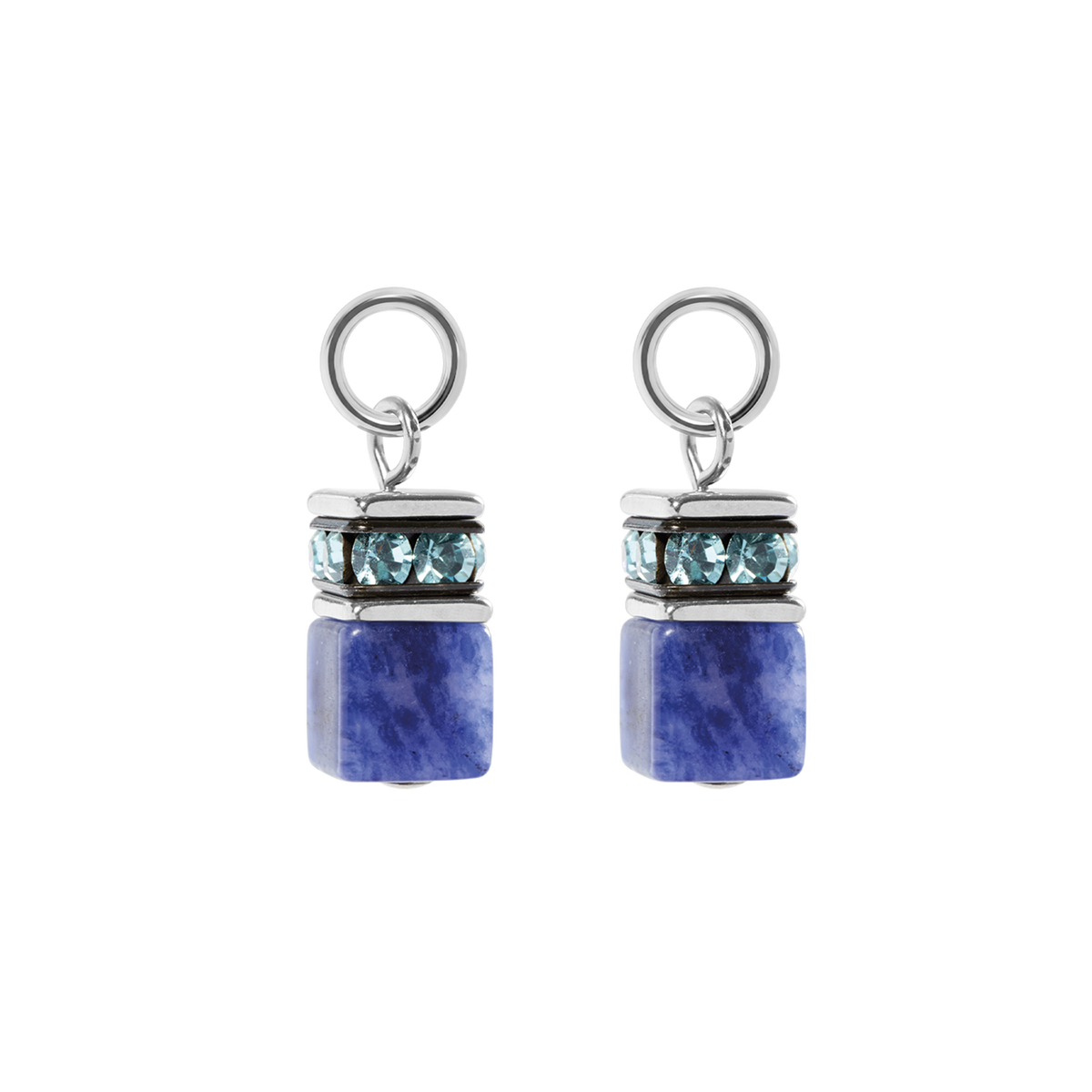 EAR ME UP Charm GeoCUBE® silver-blue