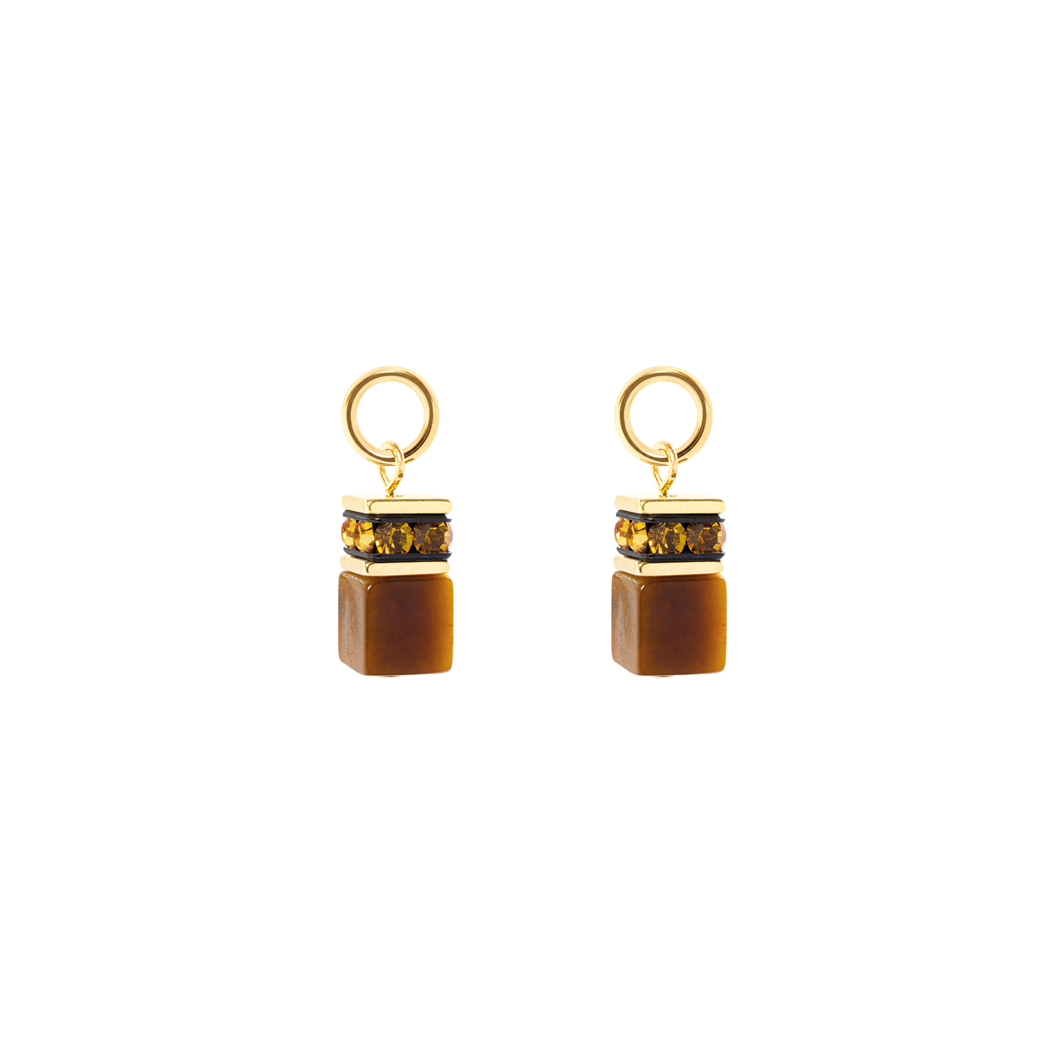 EAR ME UP Charm GeoCUBE® gold-brown