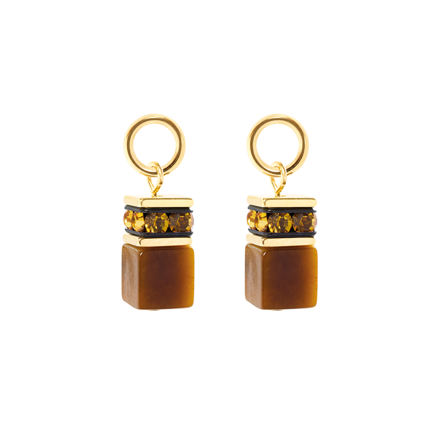 EAR ME UP Charm GeoCUBE® gold-brown