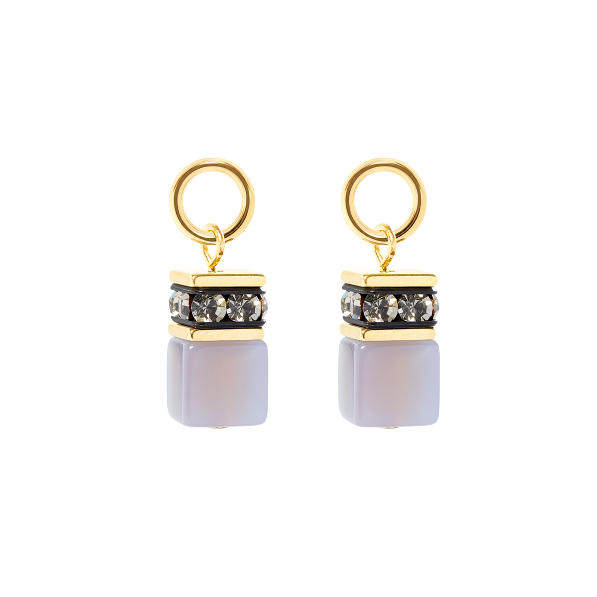 EAR ME UP Charm GeoCUBE® gold-grey