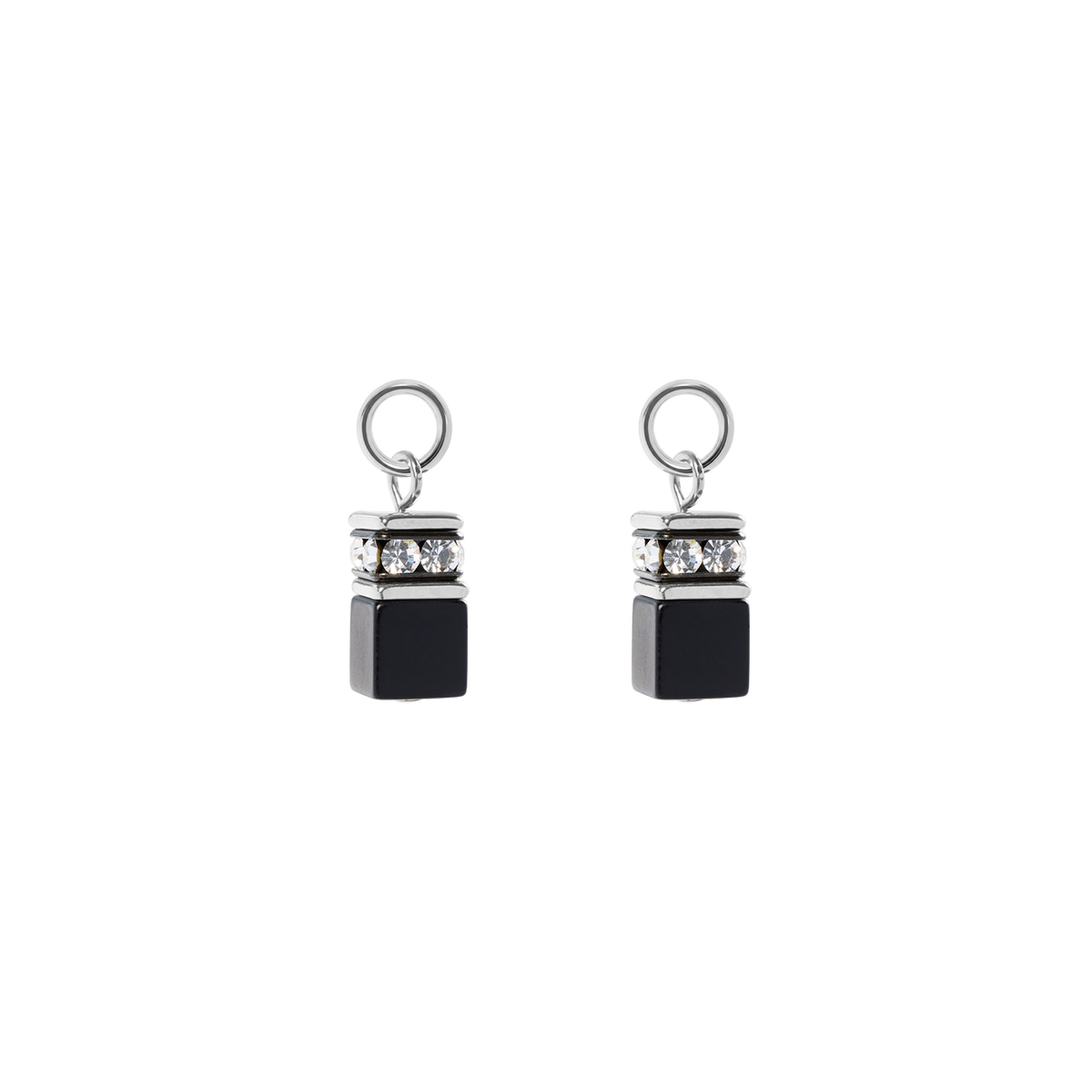 EAR ME UP Charm GeoCUBE® silver-black