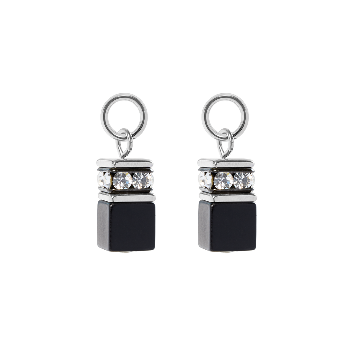 EAR ME UP Charm GeoCUBE® silver-black
