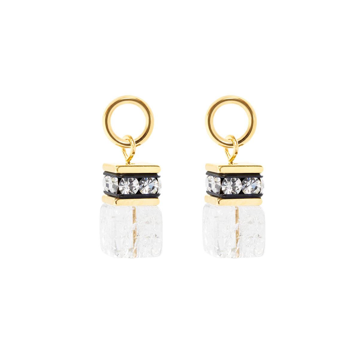 EAR ME UP Charm GeoCUBE® gold-crystal