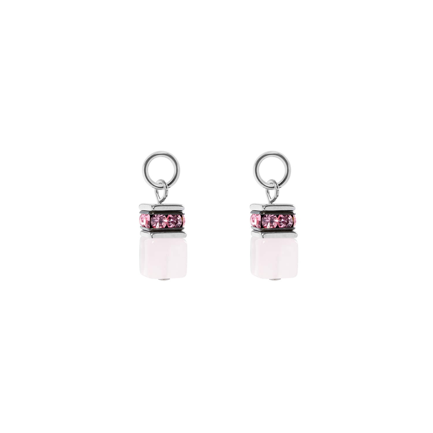 EAR ME UP Charm GeoCUBE® silver-pink
