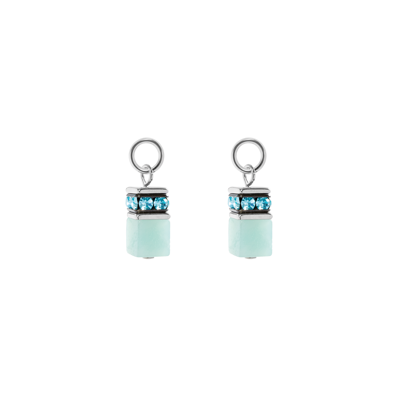 EAR ME UP Charm GeoCUBE® silver-aqua
