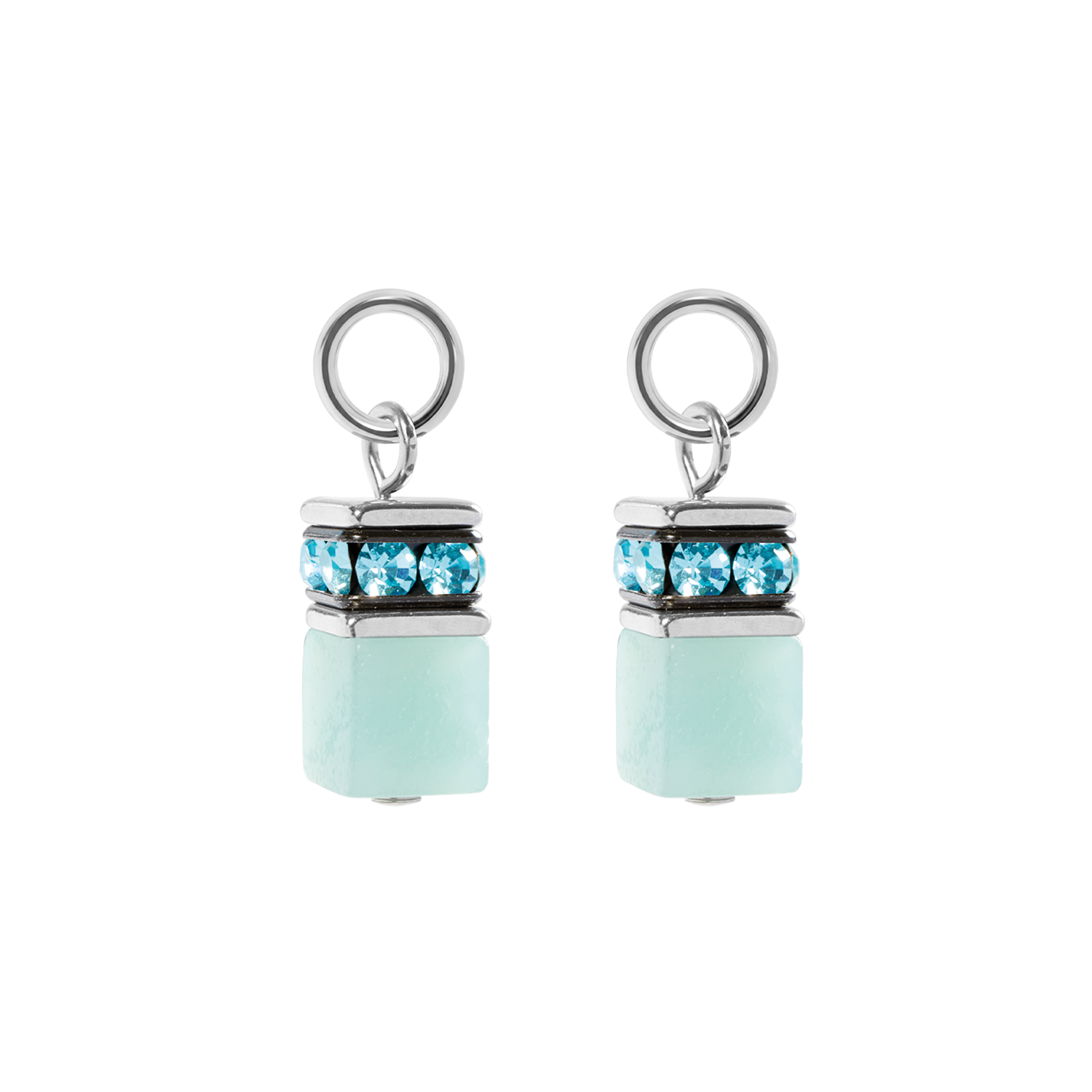 EAR ME UP Charm GeoCUBE® silver-aqua