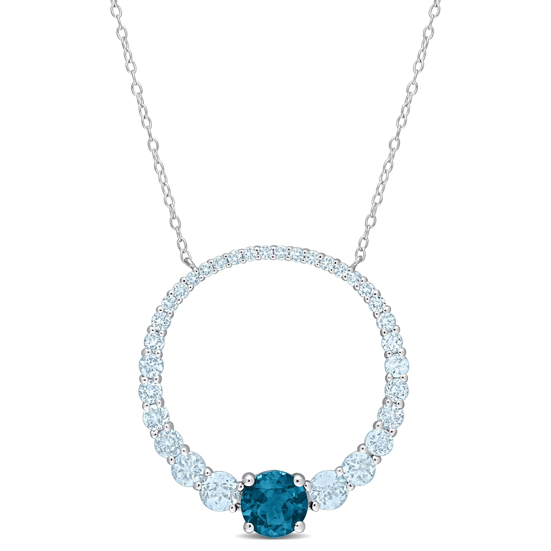 Mimi & Max 3 7/8ct TGW Sky Blue and London Blue Topaz Circle Pendant with Chain in Sterling Silver