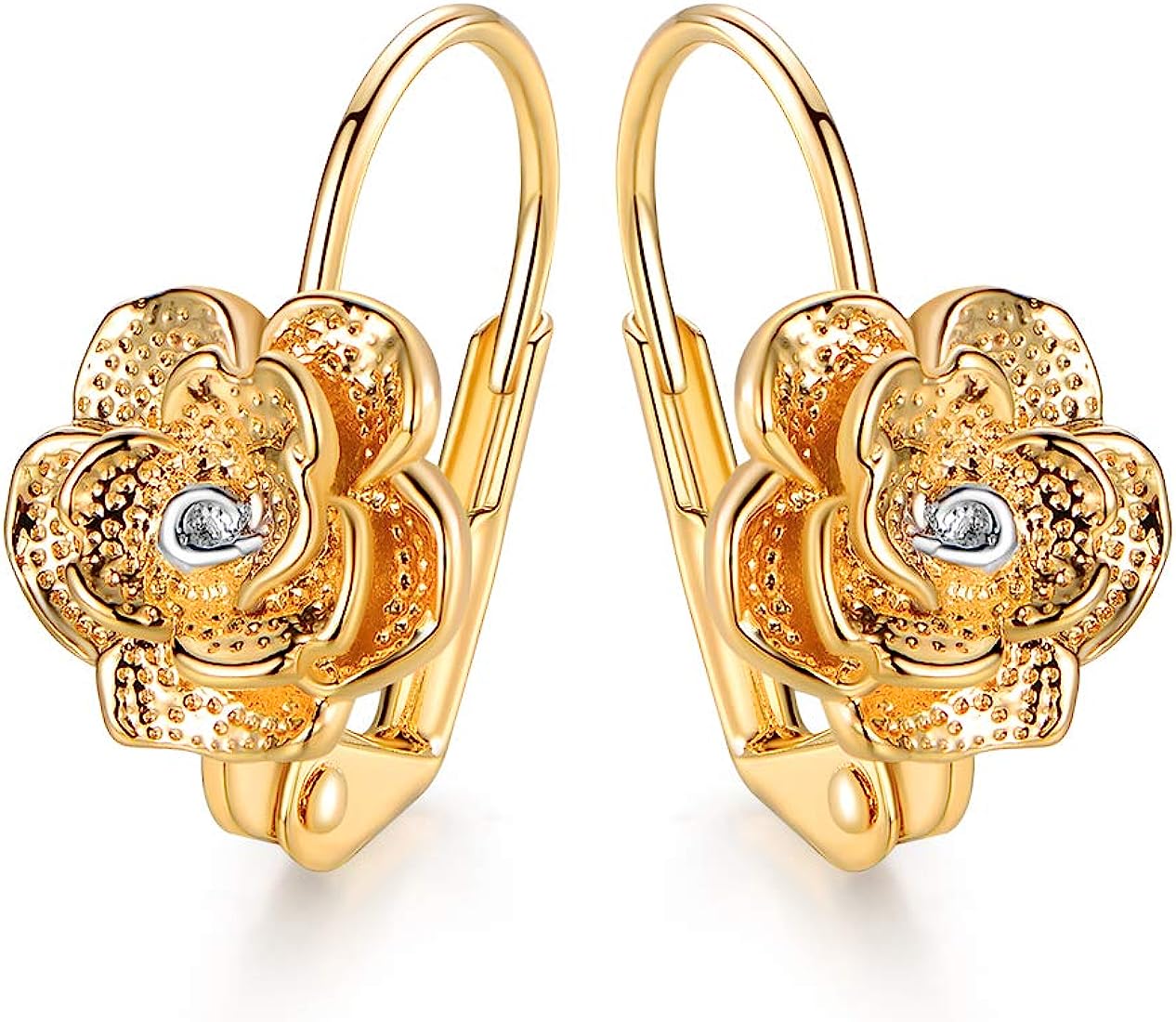 18K Gold Floral Drop Earrings