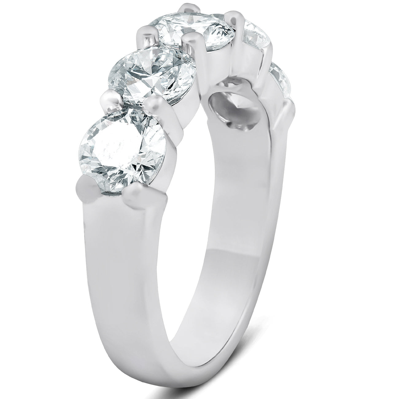 2 3/4 Ct Five Stone Diamond Wedding Ring 14k White Gold