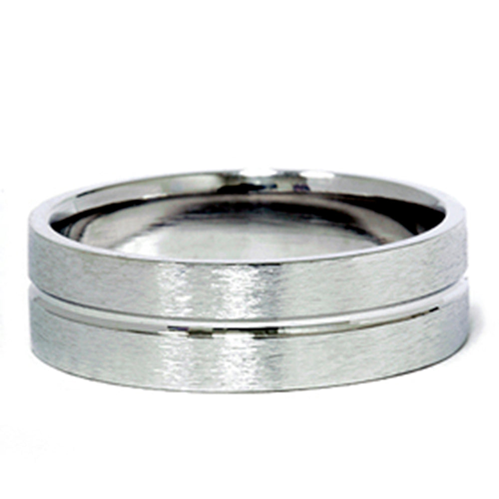6MM Channel Brushed Wedding Band 950 Platinum Size Selectable