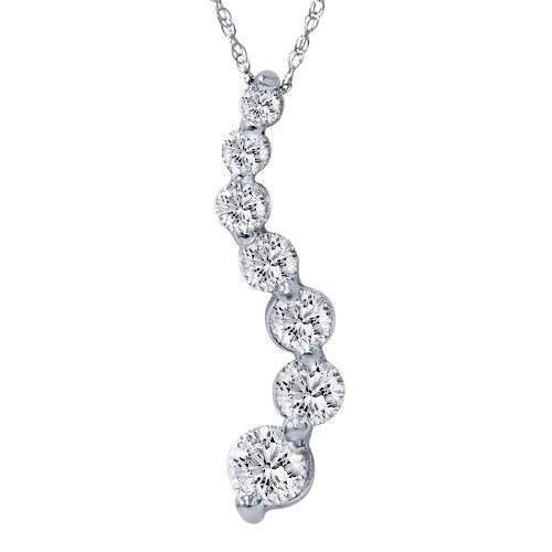 1ct Lab Created Diamond Journey Pendant 14K White Gold