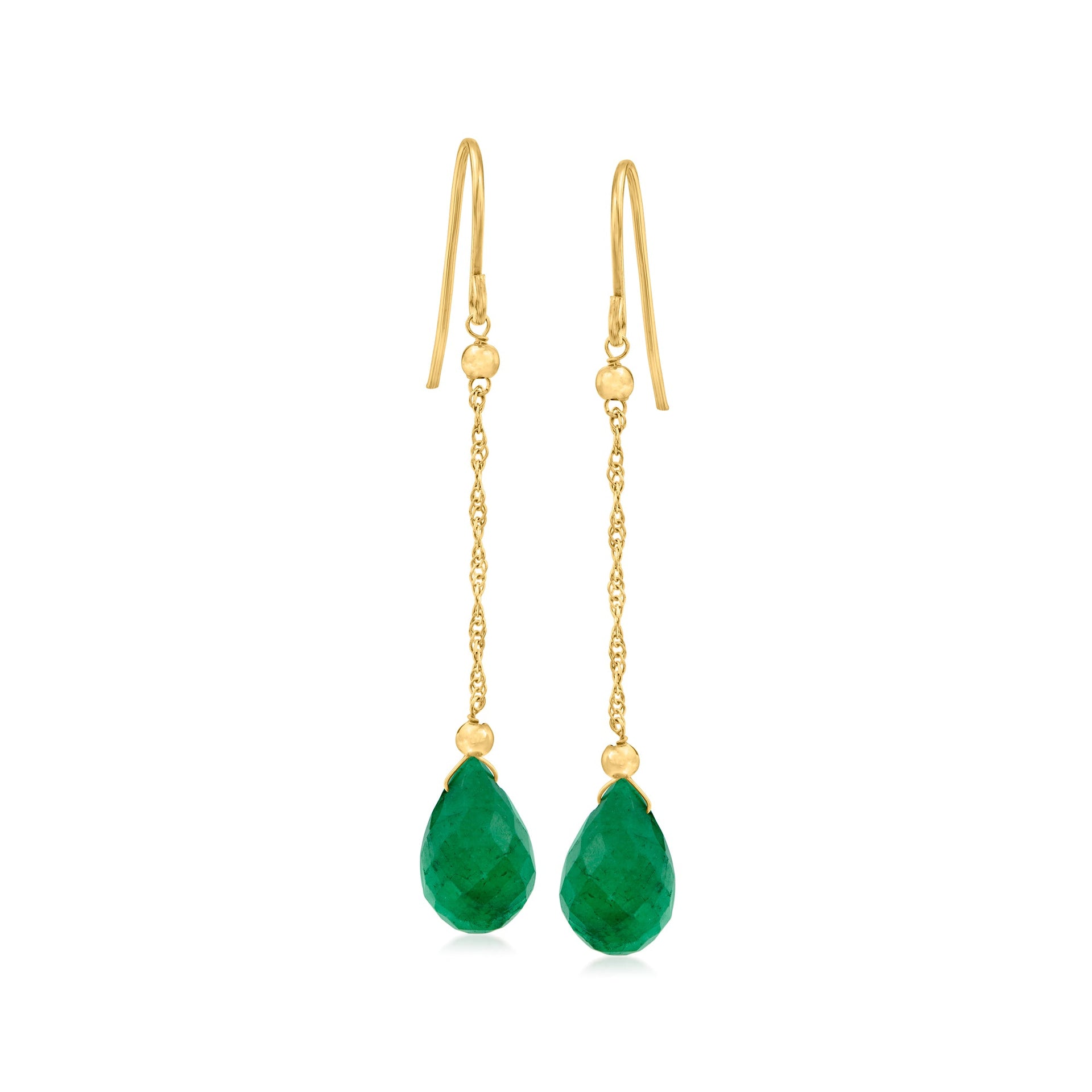 Canaria Emerald Teardrop Earrings in 10kt Yellow Gold