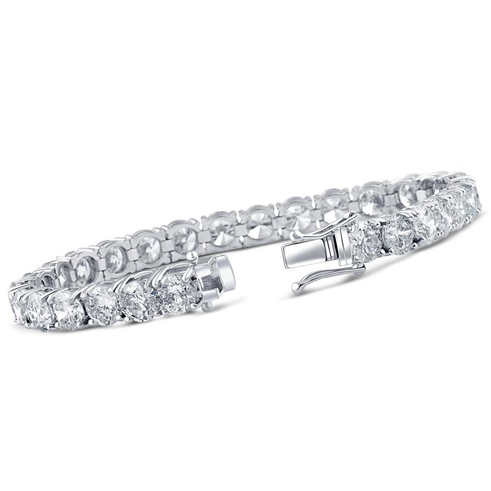 26.94Ct TW Round Diamond 7' Tennis Bracelet 14k White Gold Lab Grown (GH/S2-I1)