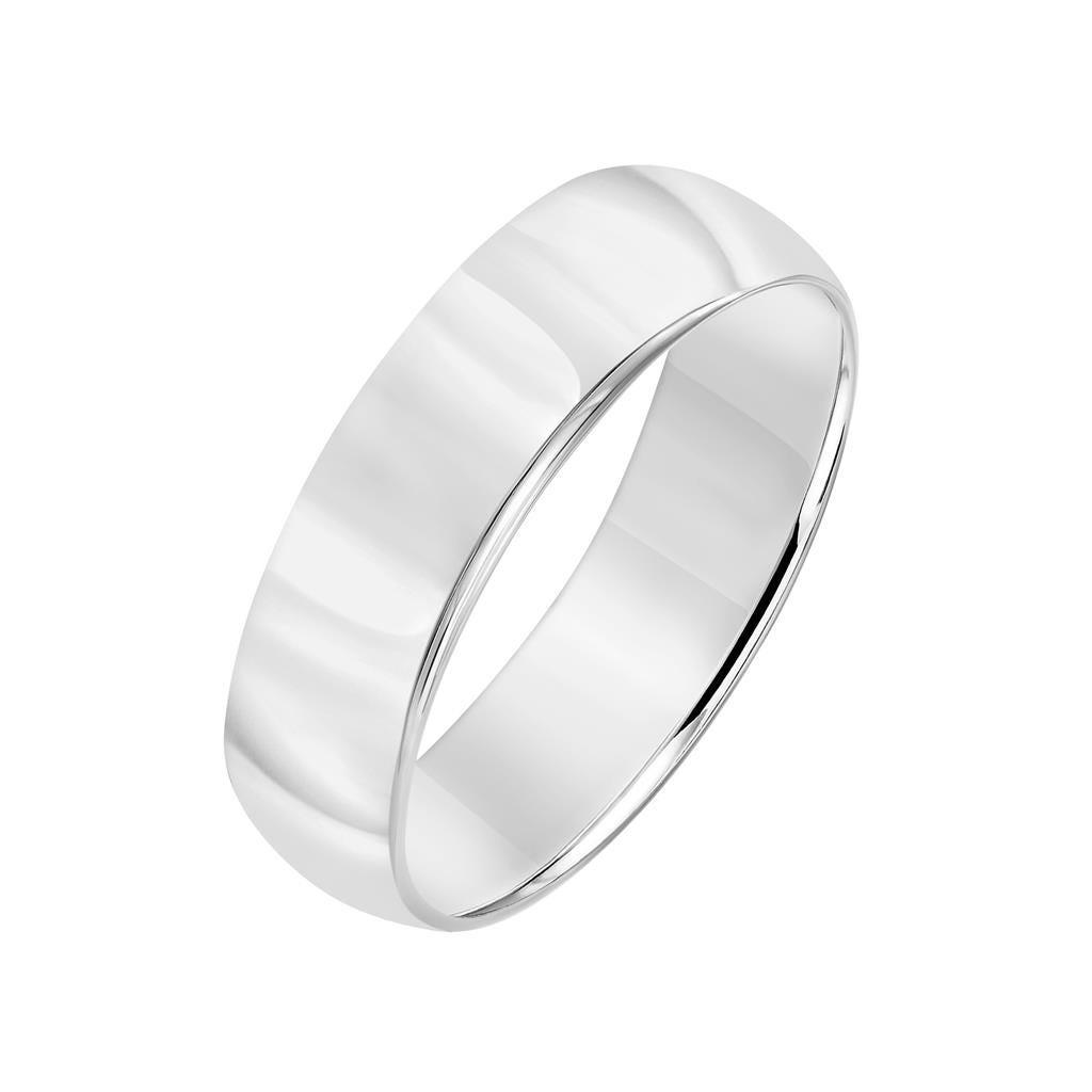 14k White Gold Wedding Band Domed High Polished Finish Rolled Edges - 2mm - 10mm