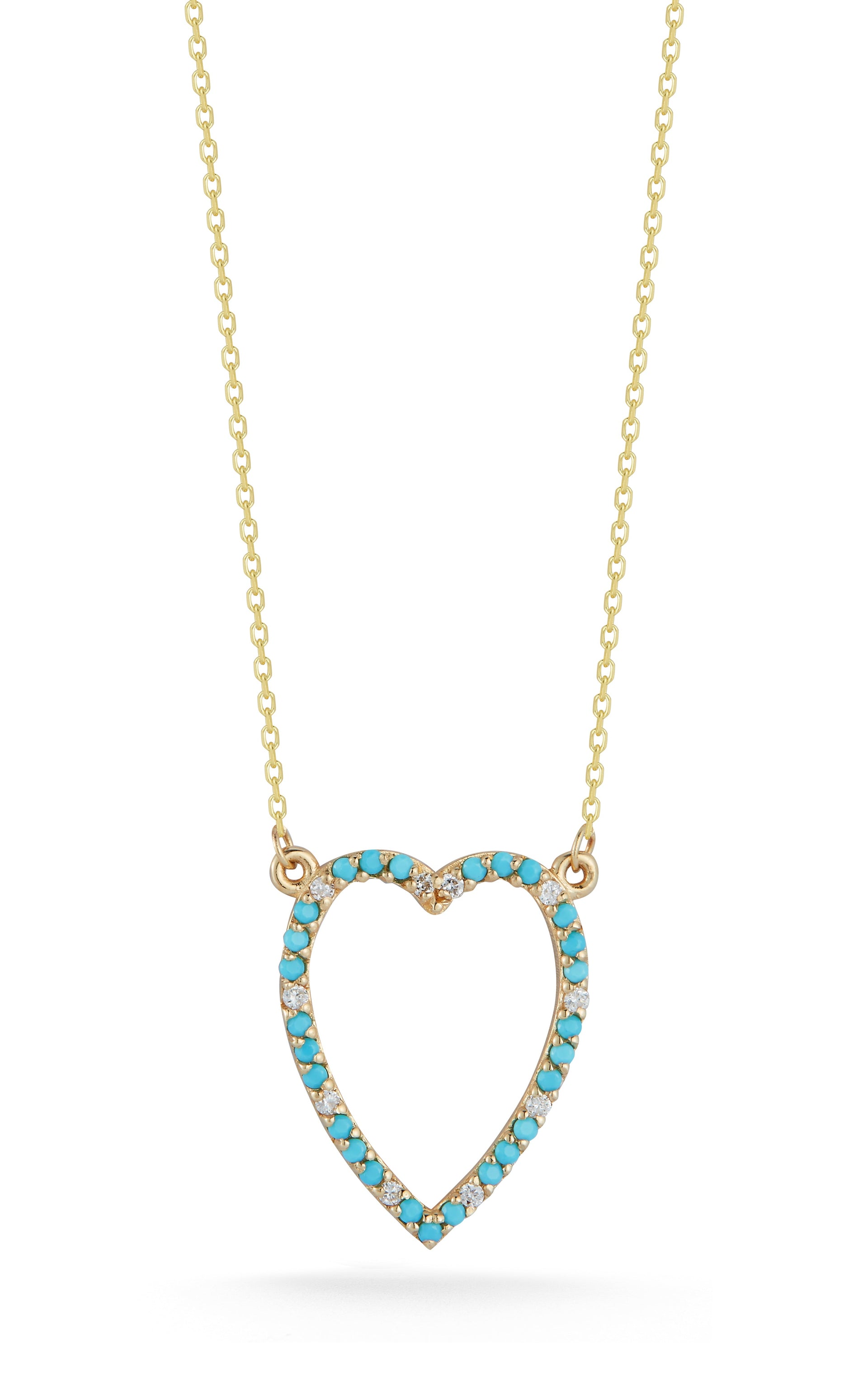 14K Gold, Diamond & Turquoise Necklace