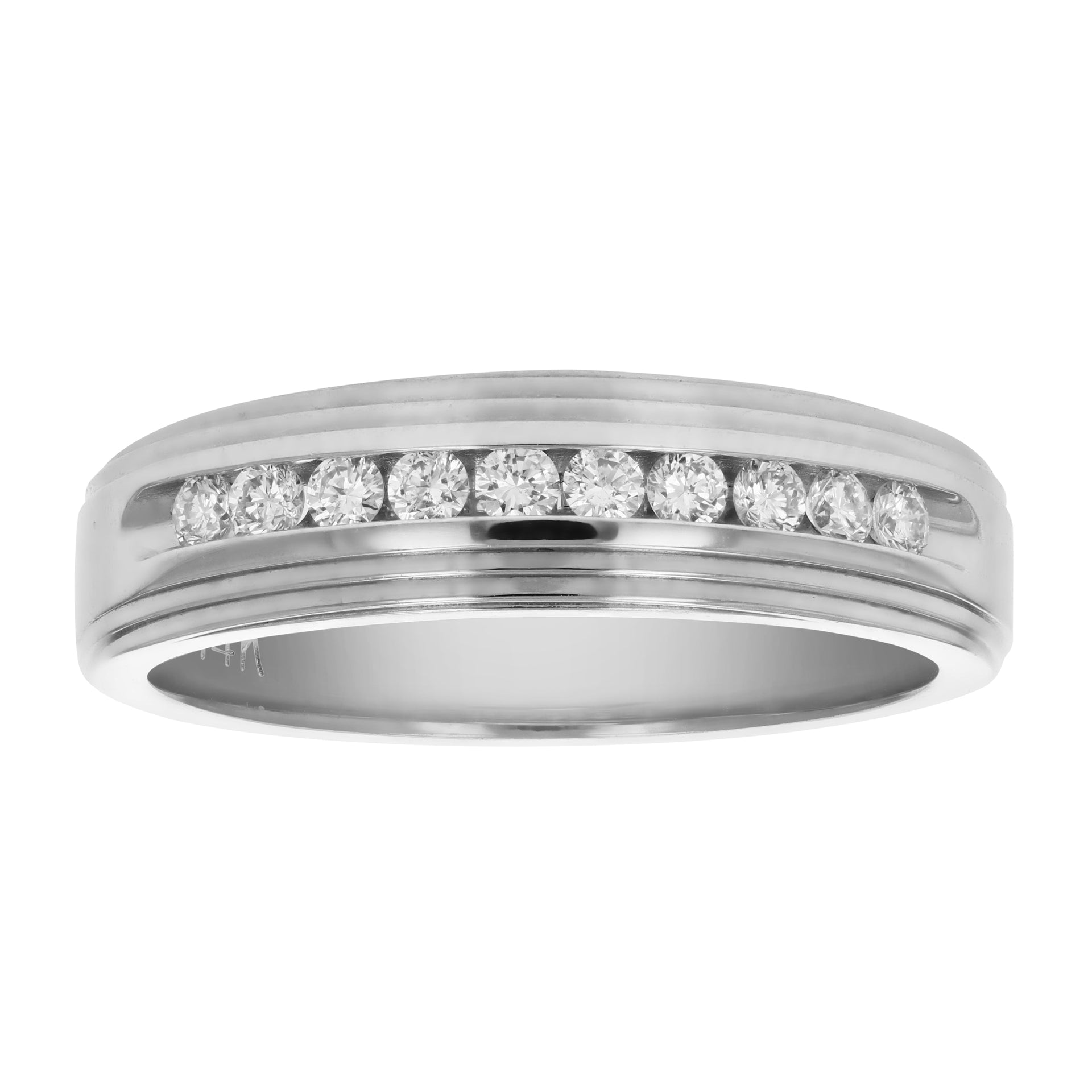 1/4 cttw SI1-SI2 10 Stone Certified Machine Diamond Wedding Band 14K Gold