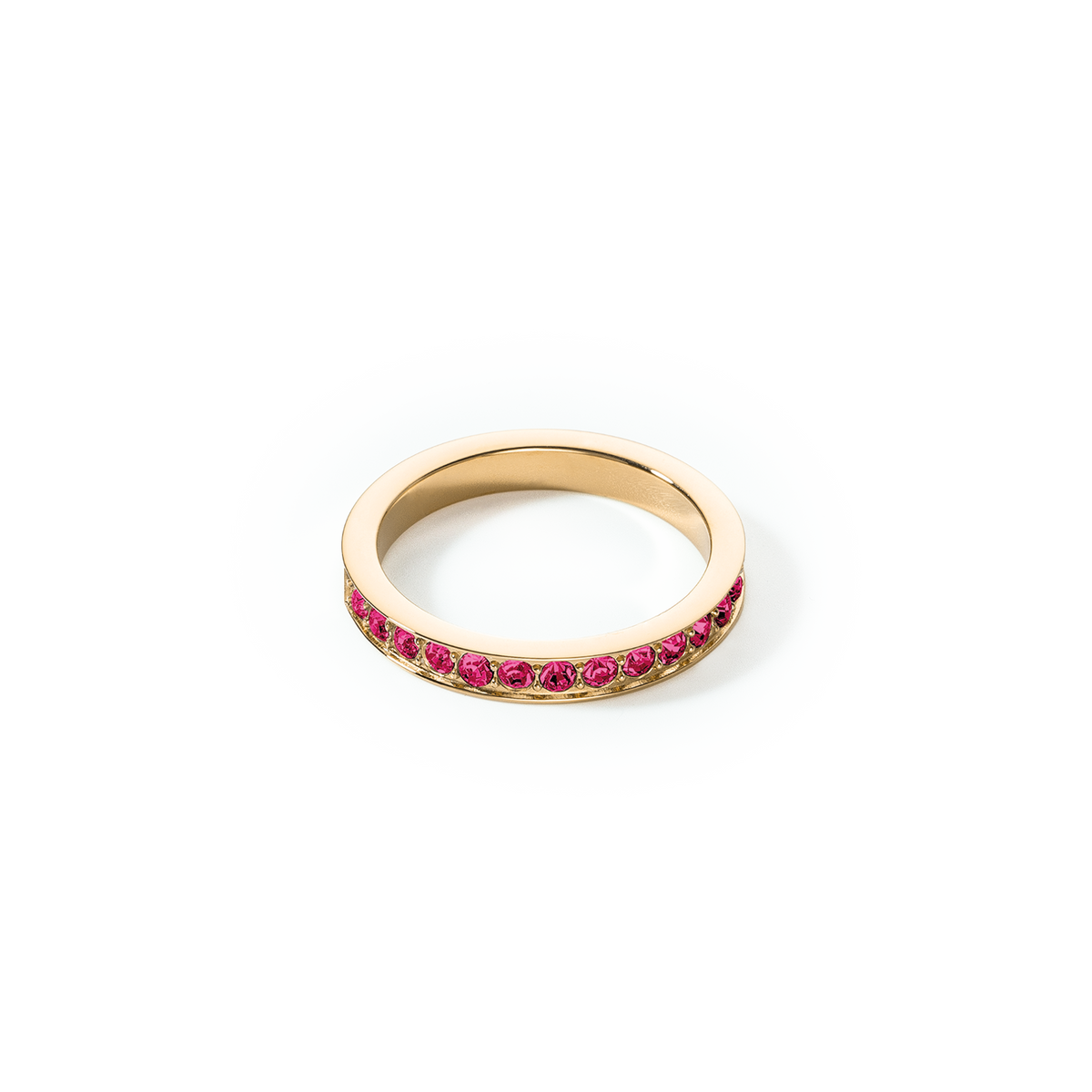Ring stainless steel & crystals gold pink
