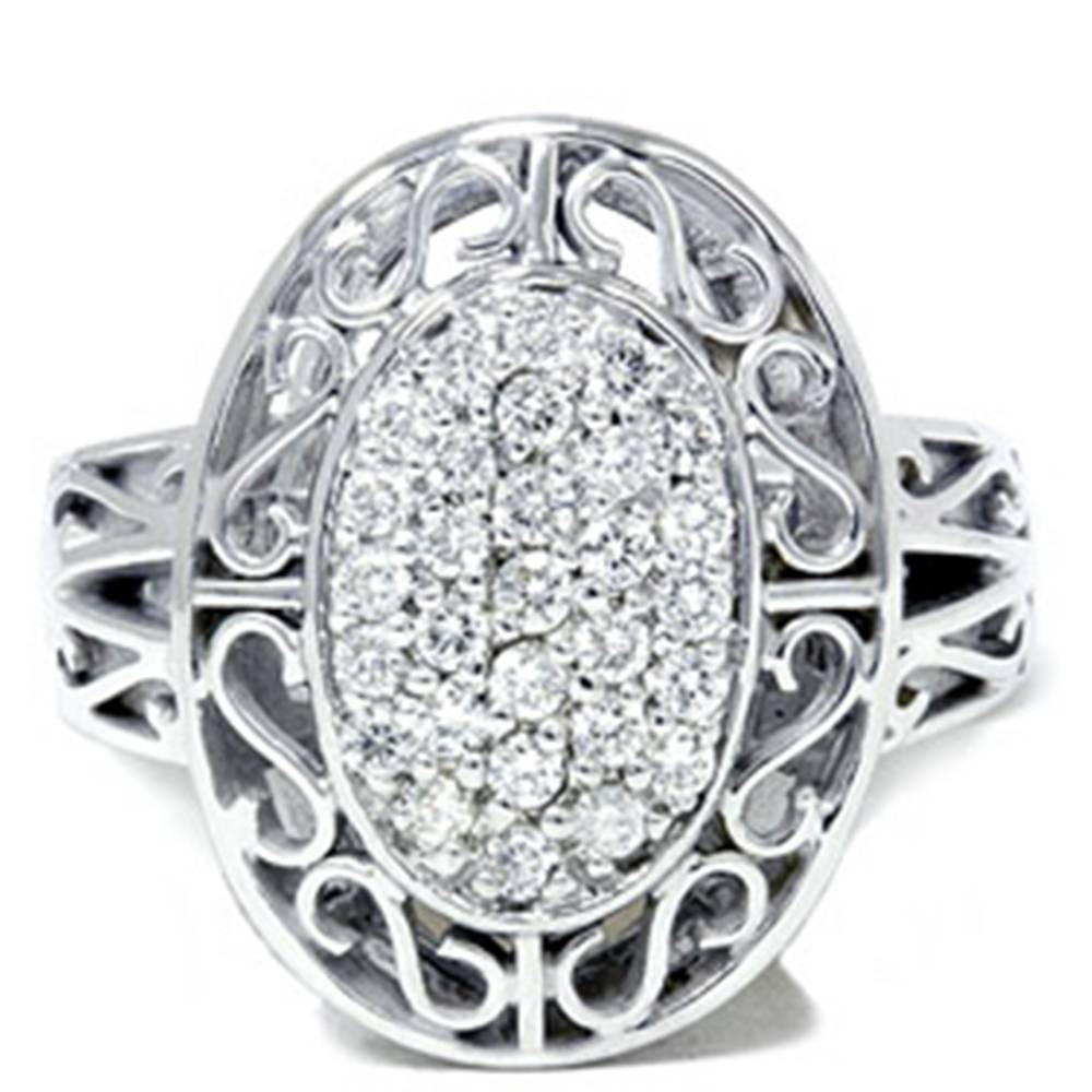 Antique 3/4 Ct Large Pave Diamond 10k White Gold Ring