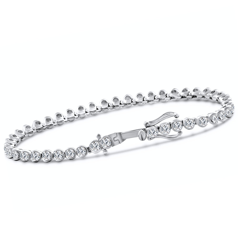 5Ct Diamond Half Bezel Tennis Bracelet 14k White or Yellow Gold 7' Lab Grown