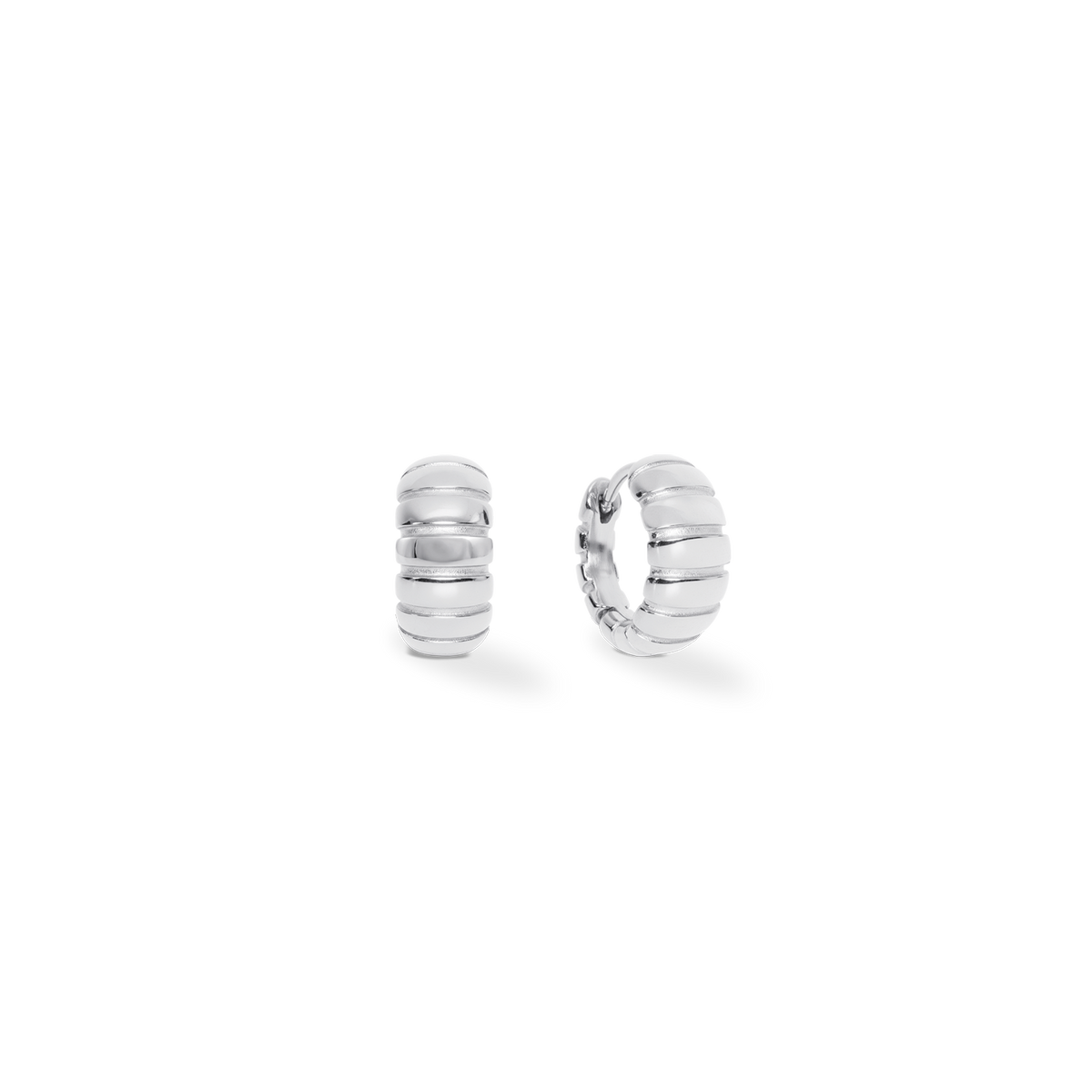 Structure Hoop Earrings Silver