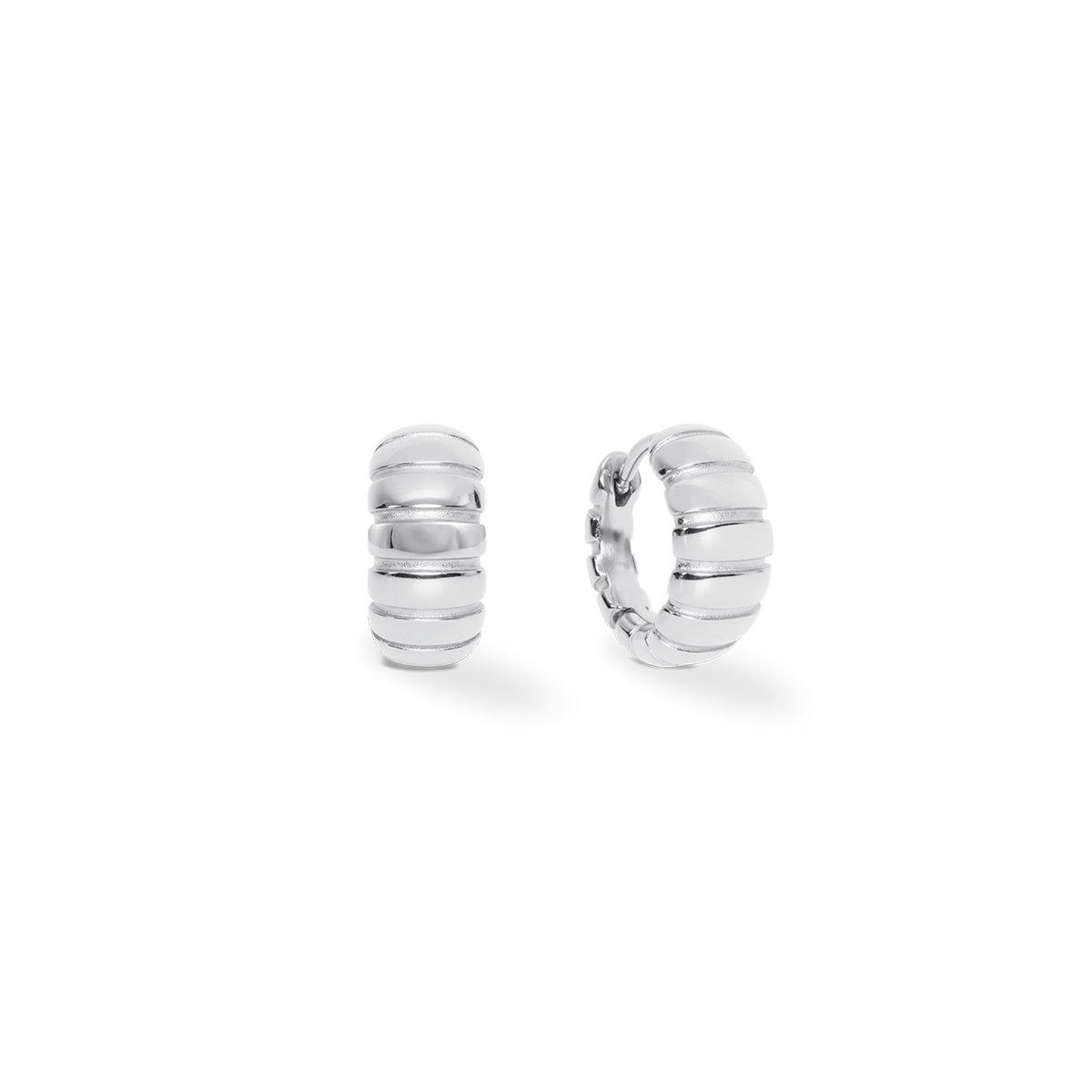 Structure Hoop Earrings Silver