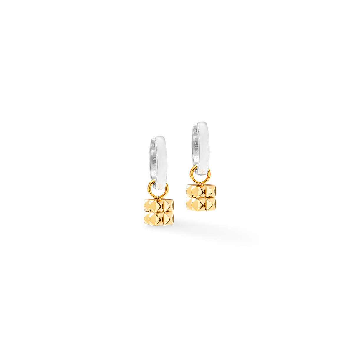 Hoop Earrings Spikes Cube silver-gold