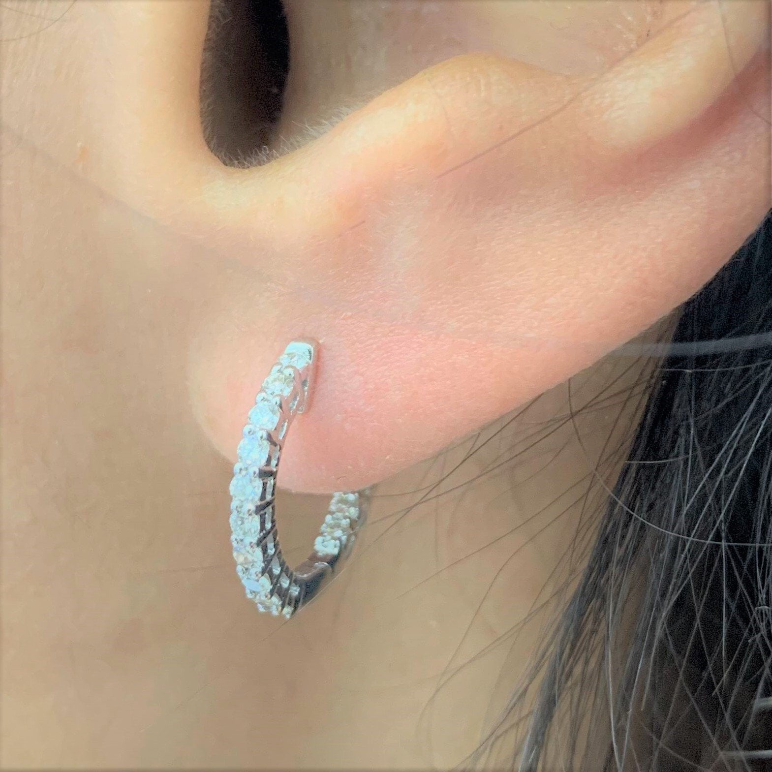 14k Gold & Diamond Hoop Earrings