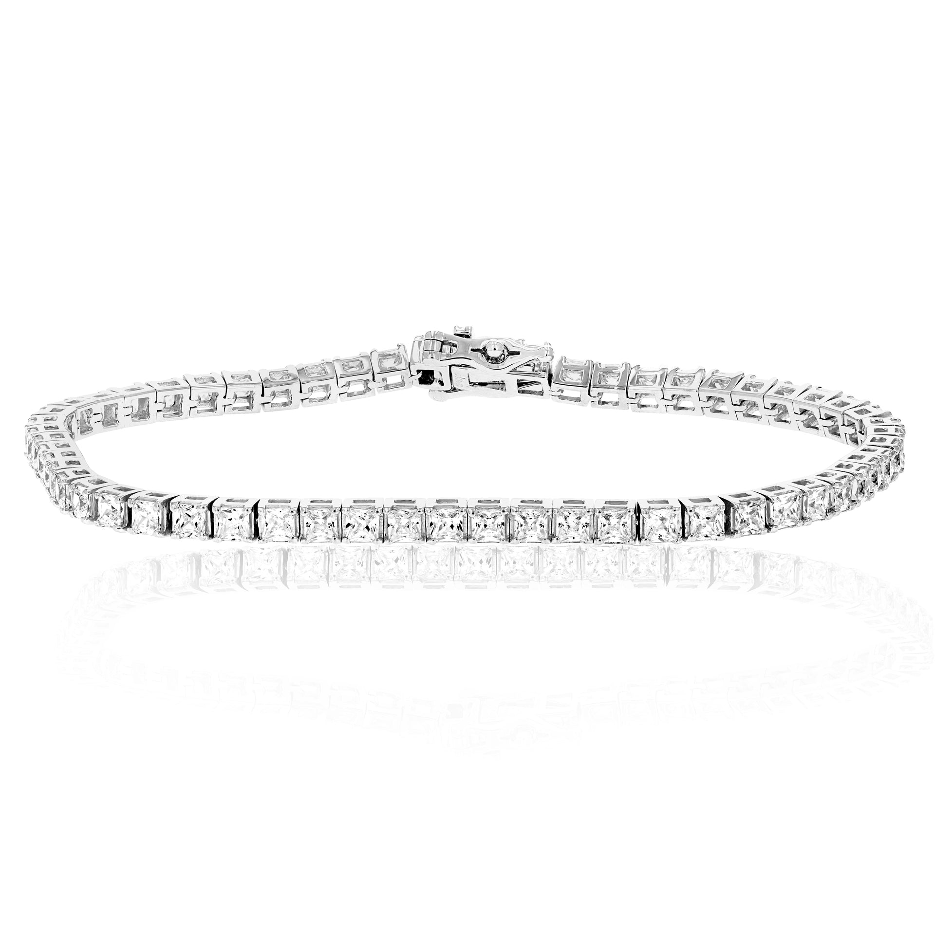4 cttw SI2-I1 Princess Diamond Tennis Bracelet 14K White Gold 7 Inches Square