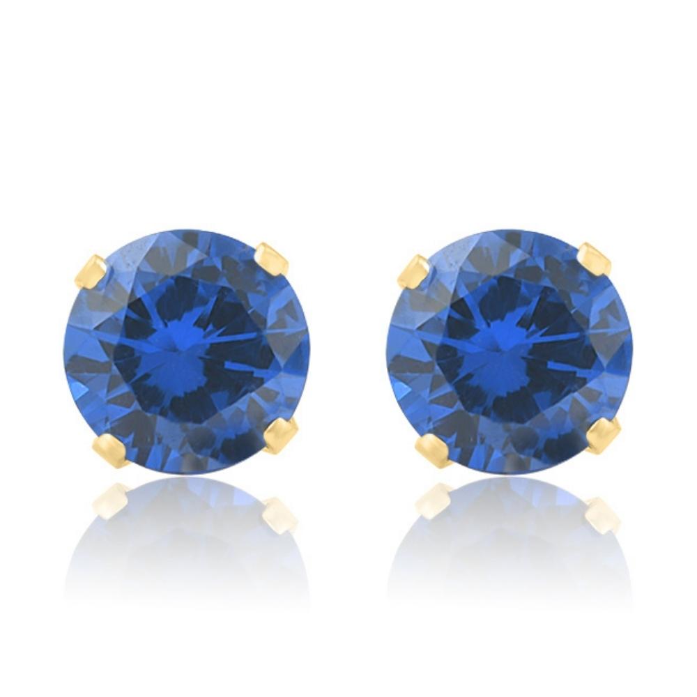 1Ct TW Blue Sapphire 5mm Studs in 10k White or Yellow Gold