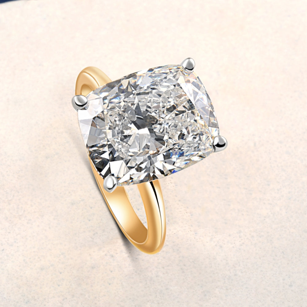 Certified 7.19CT Cushion Solitaire Diamond Engagement Ring Gold Lab Grown Gold