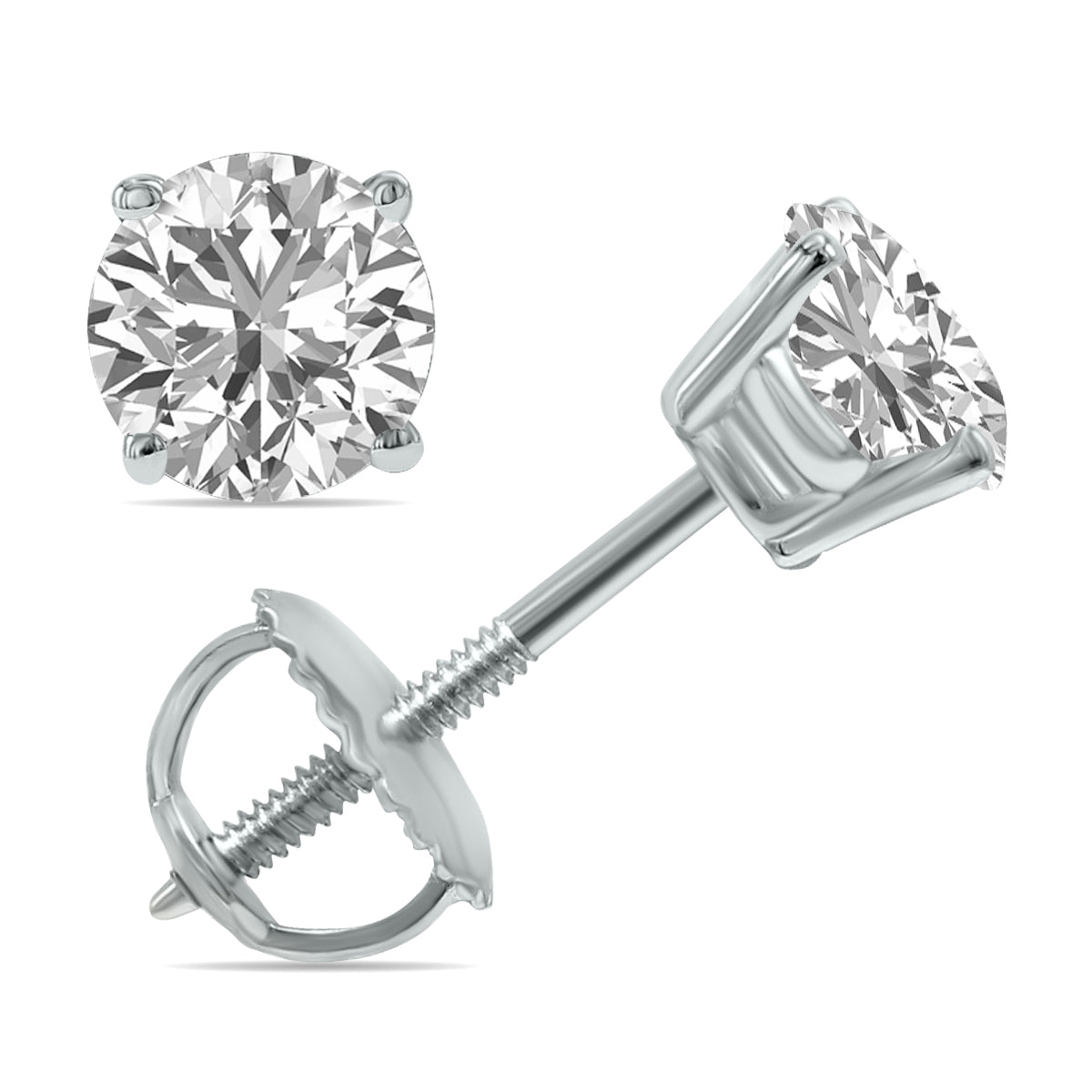 Lab Grown 1 Carat Total Weight Diamond Solitaire Earrings In 14K White Gold