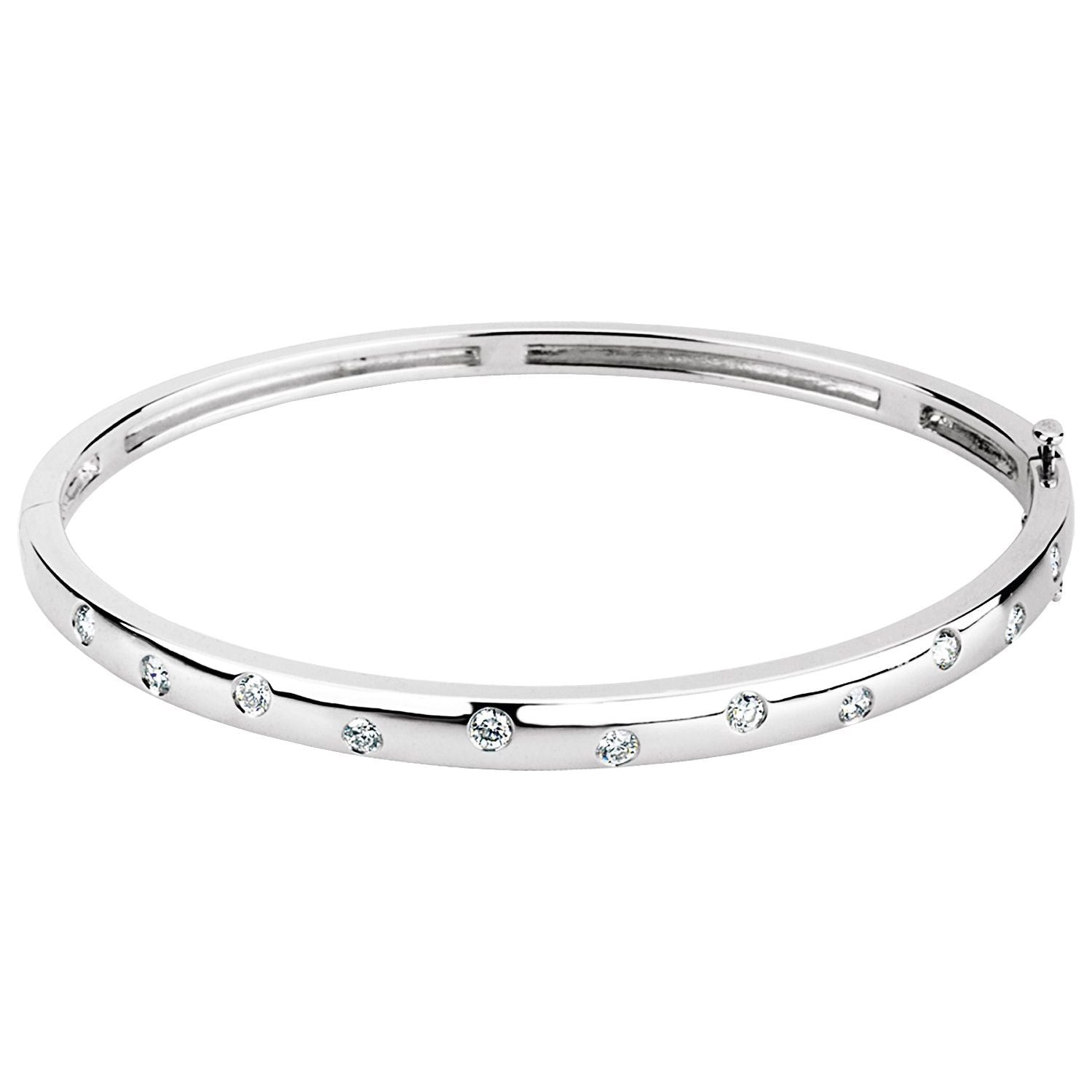 14k White Gold 1/2 Ctw Lab-grown Diamond Bangle Bracelet 6.75'