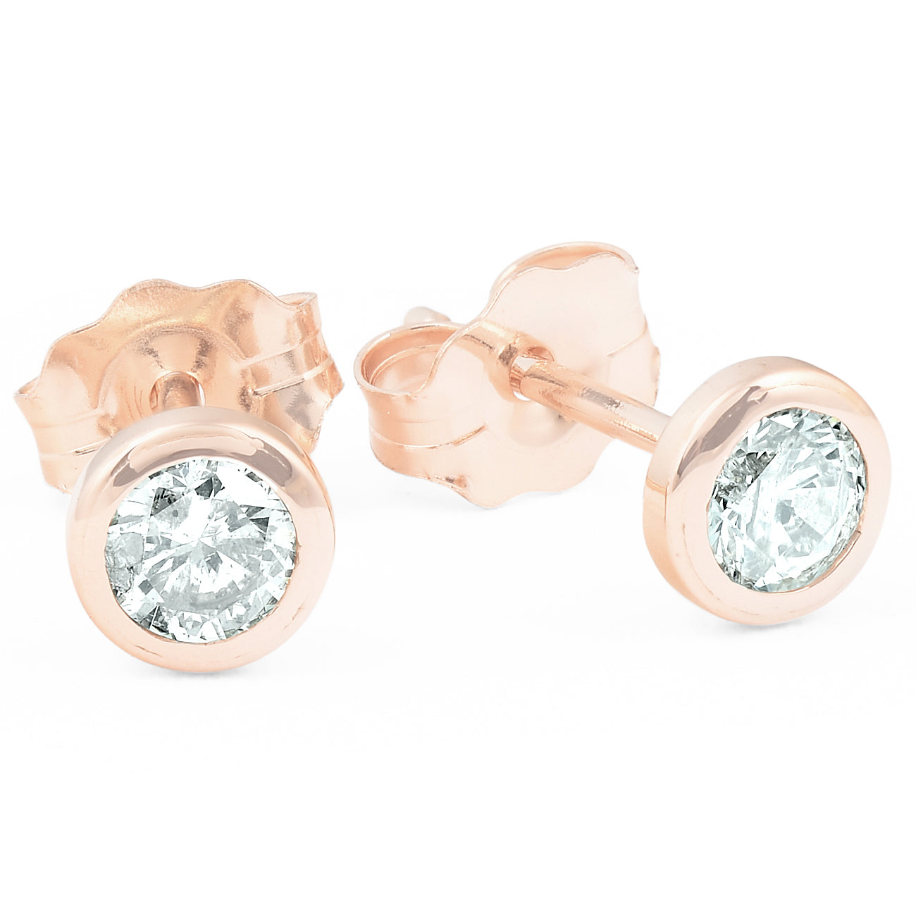 1/3 ctw 14k Rose Gold Diamond Bezel Martini Stud Earrings