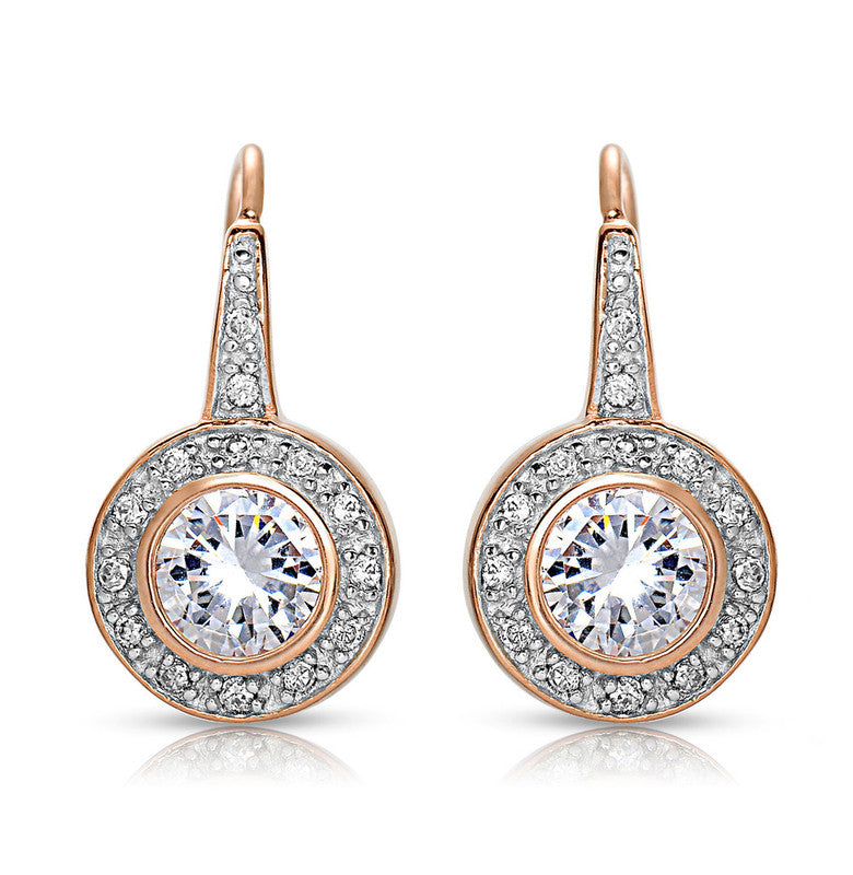 Sterling Silver Cubic Zirconia Round Drop Earrings